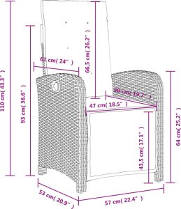 vidaXL Rozkładany fotel ogrodowy z podnóżkiem, brązowy polirattan 10