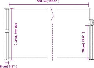 vidaXL Zwijana markiza boczna, brązowa, 100x500 cm 10