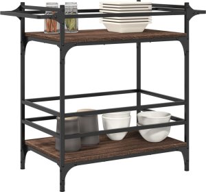 vidaXL Wózek kuchenny, brązowy dąb, 82x40x78,5 cm 4