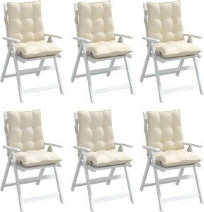 vidaXL Poduszki na krzesła z niskim oparciem, 6 szt., kremowe 4