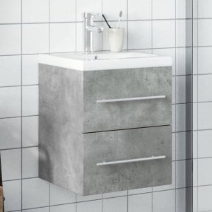 vidaXL Szafka łazienkowa z wbudowaną umywalką, betonowa szarość 1