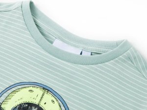 vidaXL Koszulka dziecięca w paski, jasna mięta, 116 3