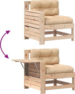 vidaXL Siedzisko ogrodowe z podłokietnikiem i poduszką, drewno sosnowe 7