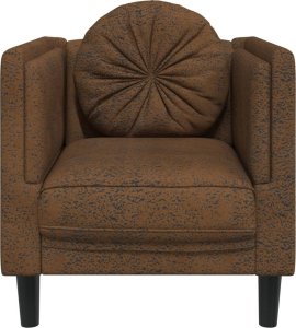 vidaXL Fotel z poduszką, brązowy, sztuczna skóra zamszowa 4