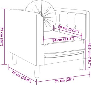 vidaXL Fotel z poduszką, brązowy, sztuczna skóra zamszowa 9