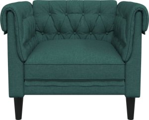 vidaXL Fotel Chesterfield, ciemnozielony, obity tkaniną 4