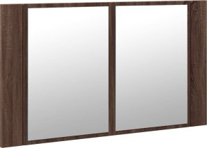 vidaXL Szafka łazienkowa z lustrem i LED, brązowy dąb, 80x12x45, akryl 6