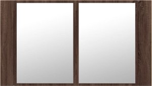 vidaXL Szafka łazienkowa z lustrem i LED, brązowy dąb, 80x12x45, akryl 7