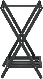 vidaXL Stojak na bagaż, czarny, 68x38x58 cm, bambusowy 4