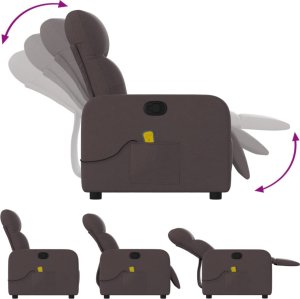 vidaXL Rozkładany fotel masujący, ciemnobrązowy, obity tkaniną 5