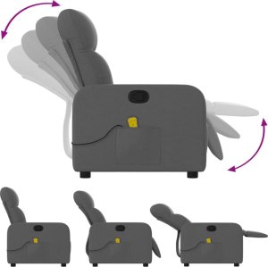 vidaXL Rozkładany fotel masujący, ciemnoszary, obity tkaniną 5