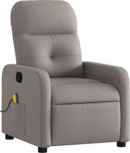 vidaXL Rozkładany fotel masujący, taupe, obity tkaniną 2