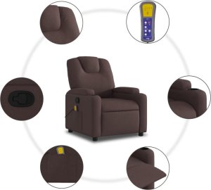 vidaXL Rozkładany fotel masujący, ciemnobrązowy, obity tkaniną 8