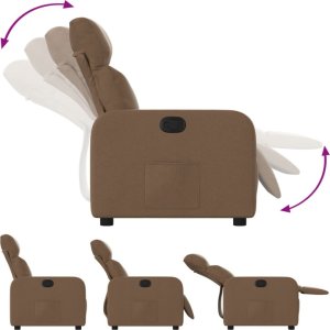 vidaXL Fotel rozkładany, brązowy, obity tkaniną 4