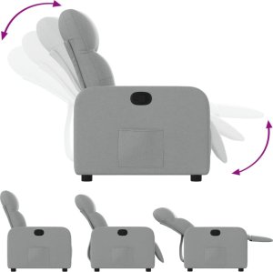 vidaXL Fotel rozkładany, jasnoszary, tapicerowany tkaniną 4