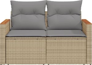 vidaXL Sofa ogrodowa z poduszkami, 2-osobowa, beż, polirattan 4