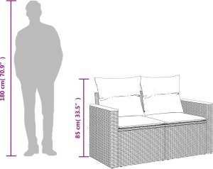vidaXL Sofa ogrodowa z poduszkami, 2-osobowa, beż, polirattan 9