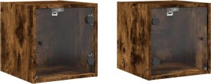 vidaXL Szafki nocne, 2 szt, szklane drzwi, przydymiony dąb 35x37x35 cm 2