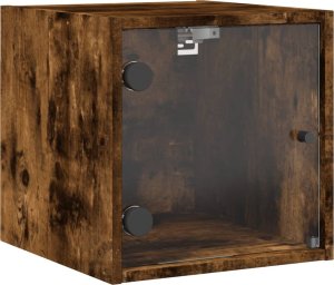 vidaXL Szafki nocne, 2 szt, szklane drzwi, przydymiony dąb 35x37x35 cm 6