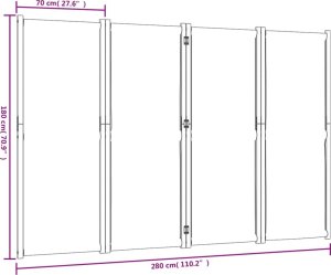 vidaXL Parawan 4-panelowy, taupe, 280x180 cm 8