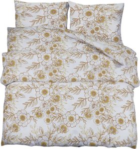 vidaXL Zestaw pościeli, biało-brązowy, 155x220 cm, bawełna 2