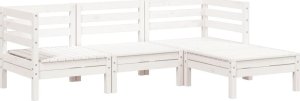 vidaXL Ogrodowa sofa 3-osobowa z podnóżkiem, biała, drewno sosnowe 2