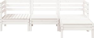 vidaXL Ogrodowa sofa 3-osobowa z podnóżkiem, biała, drewno sosnowe 4