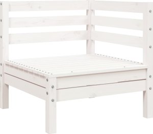 vidaXL Ogrodowa sofa 3-osobowa z podnóżkiem, biała, drewno sosnowe 5