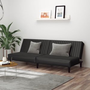 vidaXL 2-osobowa sofa, czarna, sztuczna skóra 1