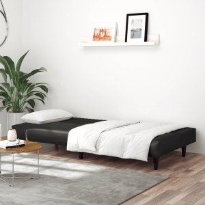 vidaXL 2-osobowa sofa, czarna, sztuczna skóra 3