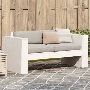 vidaXL Sofa ogrodowa, 2-osobowa, biała, 134x60x62 cm, drewno sosnowe 1