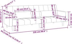 vidaXL 2-osobowa kanapa, 2 poduszki, niebieska, tapicerowana tkaniną 11