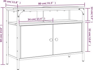 vidaXL Szafka pod umywalkę, czarna, 80x30x60 cm 11