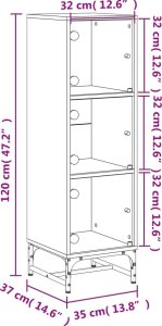 vidaXL Szafka ze szklanymi drzwiami, biała, 35x37x120 cm 11