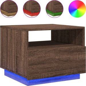 vidaXL Stolik kawowy z podświetleniem LED, brązowy dąb, 50x49x40 cm 2