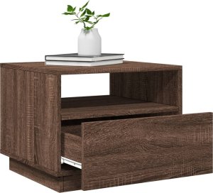 vidaXL Stolik kawowy z podświetleniem LED, brązowy dąb, 50x49x40 cm 6