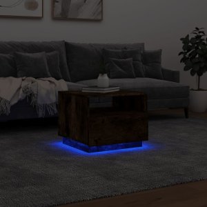 vidaXL Stolik kawowy z LED, przydymiony dąb, 50x49x40 cm 5