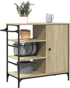 vidaXL Wózek kuchenny, dąb sonoma, 87,5x38,5x84,5 cm 6