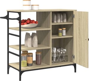 vidaXL Wózek kuchenny, dąb sonoma, 87,5x38,5x84,5 cm 7