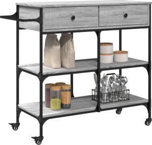 vidaXL Wózek kuchenny, szary dąb sonoma, 105x42x95 cm 6