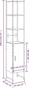vidaXL Szafka łazienkowa, szary dąb sonoma, 33x33x185,5 cm 12