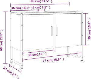 vidaXL Szafka pod umywalkę, dąb sonoma, 80x33x60 cm 11