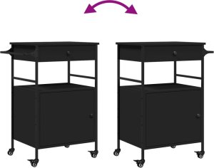 vidaXL Wózek kuchenny, czarny, 56x43x89,5 cm 12