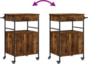 vidaXL Wózek kuchenny, przydymiony dąb, 56x43x89,5 cm 12