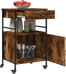 vidaXL Wózek kuchenny, przydymiony dąb, 56x43x89,5 cm 7