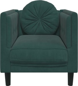 vidaXL Fotel z poduszką, ciemnozielony, aksamit 4