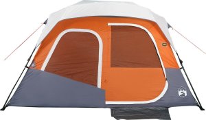 Namiot turystyczny vidaXL Namiot rodzinny z LED, 6-os., jasnoszaro-pomarańczowy 7