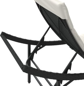 vidaXL Leżaki ze stolikiem, 2 szt., czarne, polirattan 9