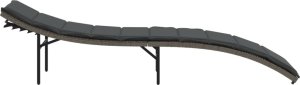 vidaXL Leżak z poduszką, szary, 55x199x50 cm, polirattan 5