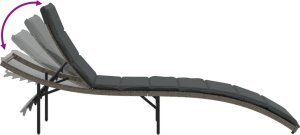 vidaXL Leżak z poduszką, szary, 55x199x50 cm, polirattan 7